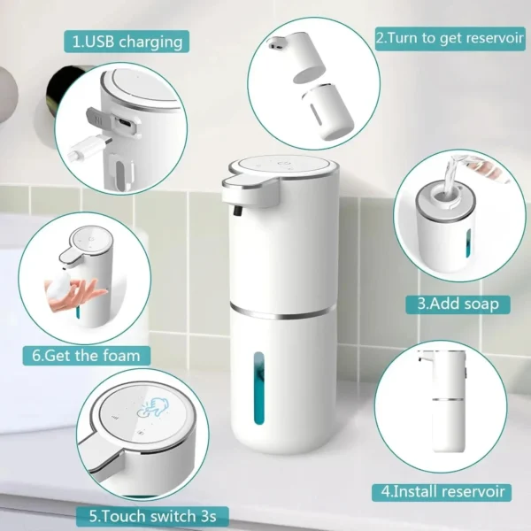 Automatic Soap Dispenser Touchless Foaming Soap Dispenser 380ml USB Rechargeable  AliExpress - Image 4