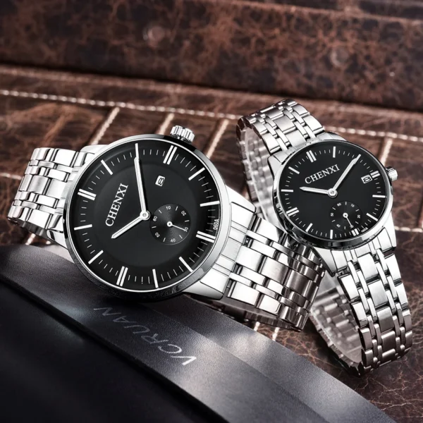 CHENXI Lover's Stainless steel Waterproof Clock Date Wristwatches Women Fashion Quartz Watches For Men Watches Send wife Gift - Image 3