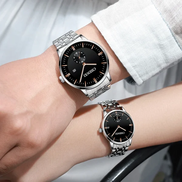 CHENXI Lover's Stainless steel Waterproof Clock Date Wristwatches Women Fashion Quartz Watches For Men Watches Send wife Gift - Image 4