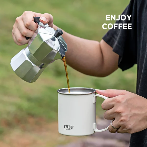 Large Cup Mouth Coffee Mug With Handle Stainless Steel - Image 2