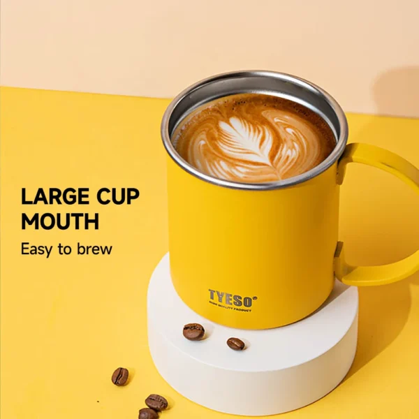 Large Cup Mouth Coffee Mug With Handle Stainless Steel - Image 5