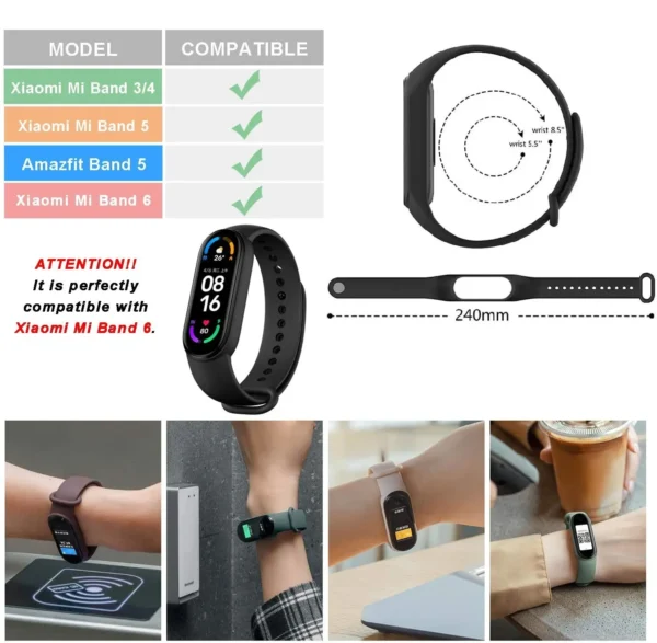 Strap For xiaomi mi band 7 6 5 4 3 Silicone Bracelet for miband 6 watch Accessories Wristband for Mi Band 5 xiaomi band 7 straps - Image 4