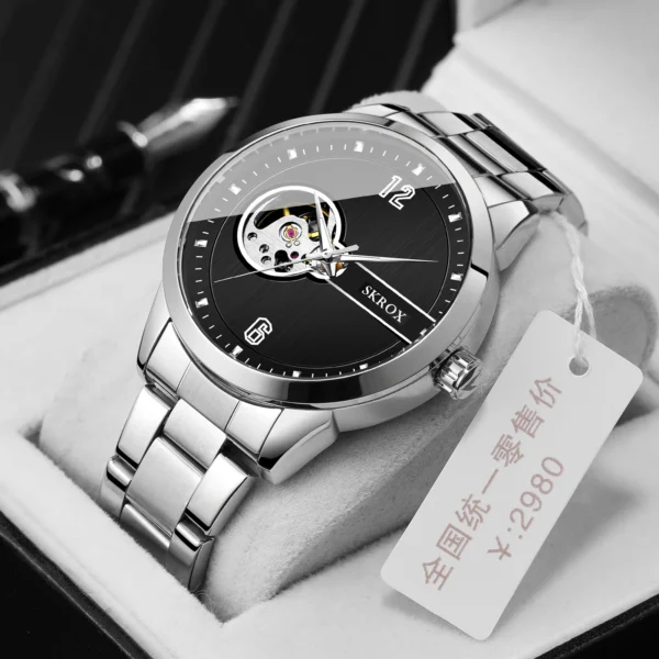 SKROX Original Top Brand Luxury Stainless Steel Skeleton Automatic Movement Male Watch for Men Mechanical Elegant Wrist Watches - Image 2