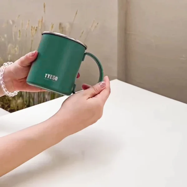 Large Cup Mouth Coffee Mug With Handle Stainless Steel - Image 4
