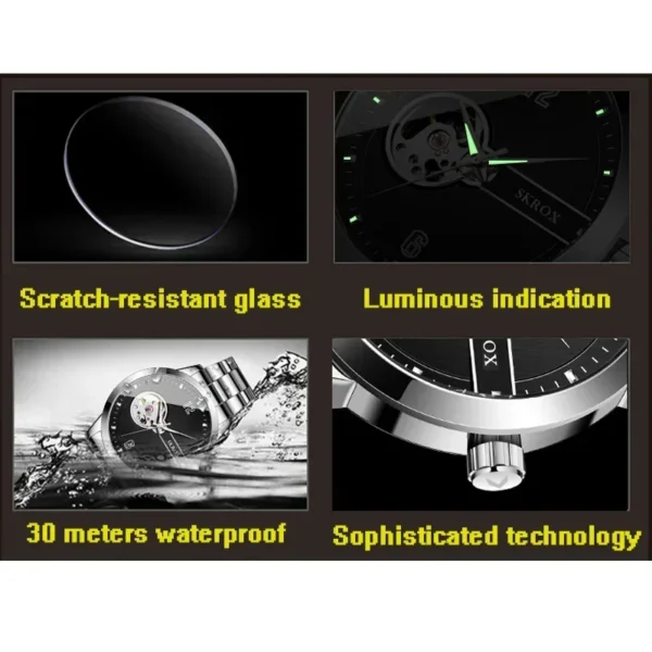 High-end Luxury Brands Stainless Steel Skeleton Automatic Movement Men's Watch Mechanical Classic Elegant Wrist Watches for Man - Image 6